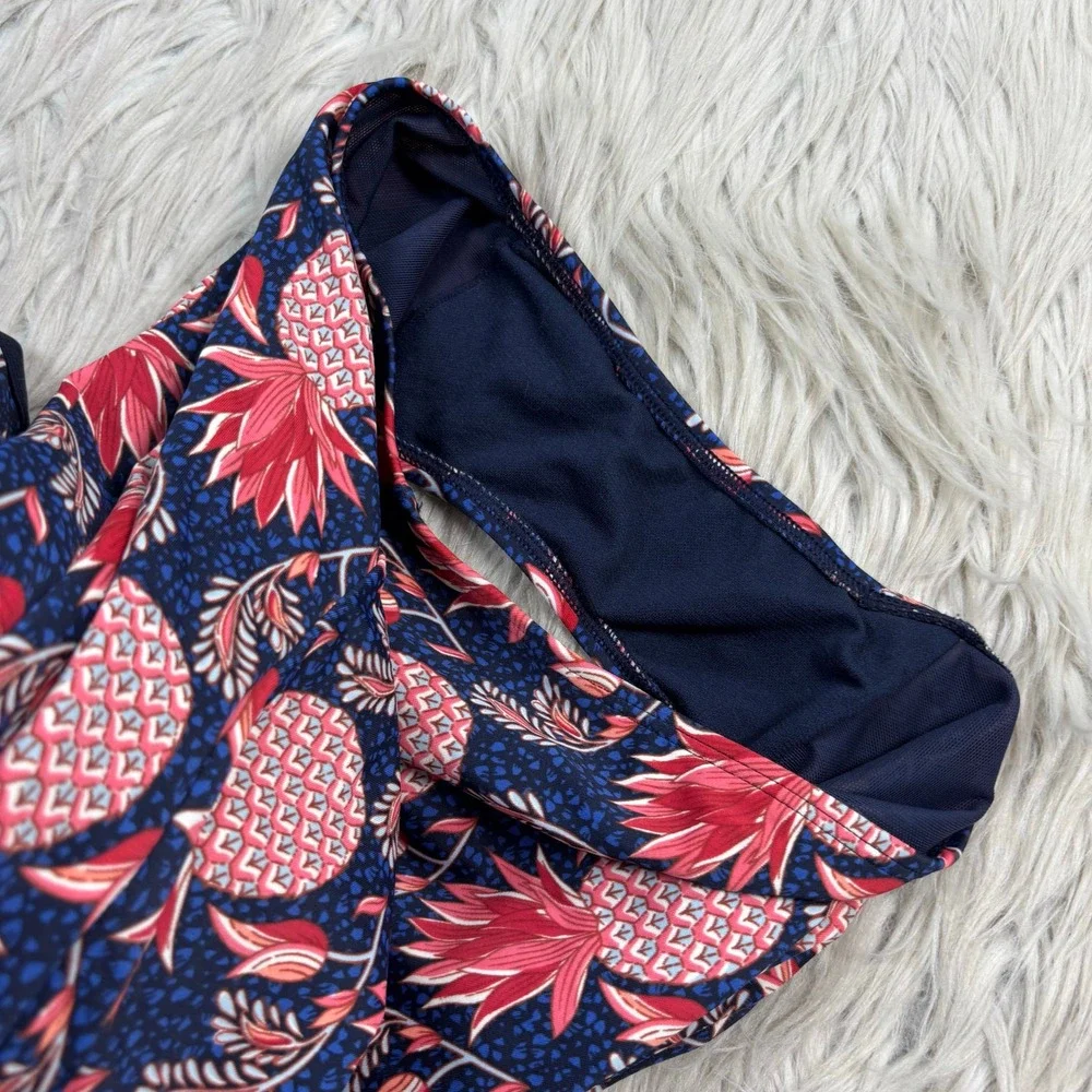 Boden Women's 34DD Navy Pink Pineapple Print One Piece Swimsuit Classic Resort